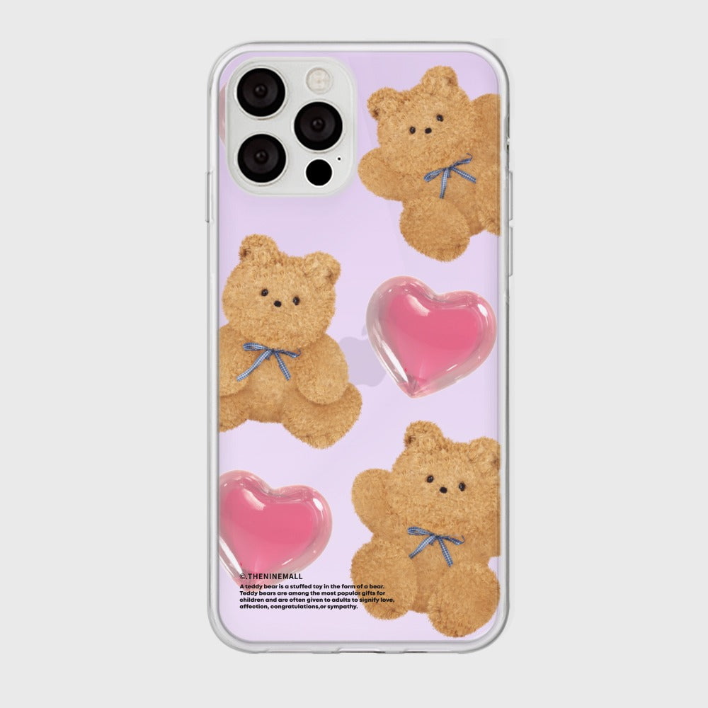 [THENINEMALL] Pattern Ribbon Teddy Gummy Mirror Phone Case