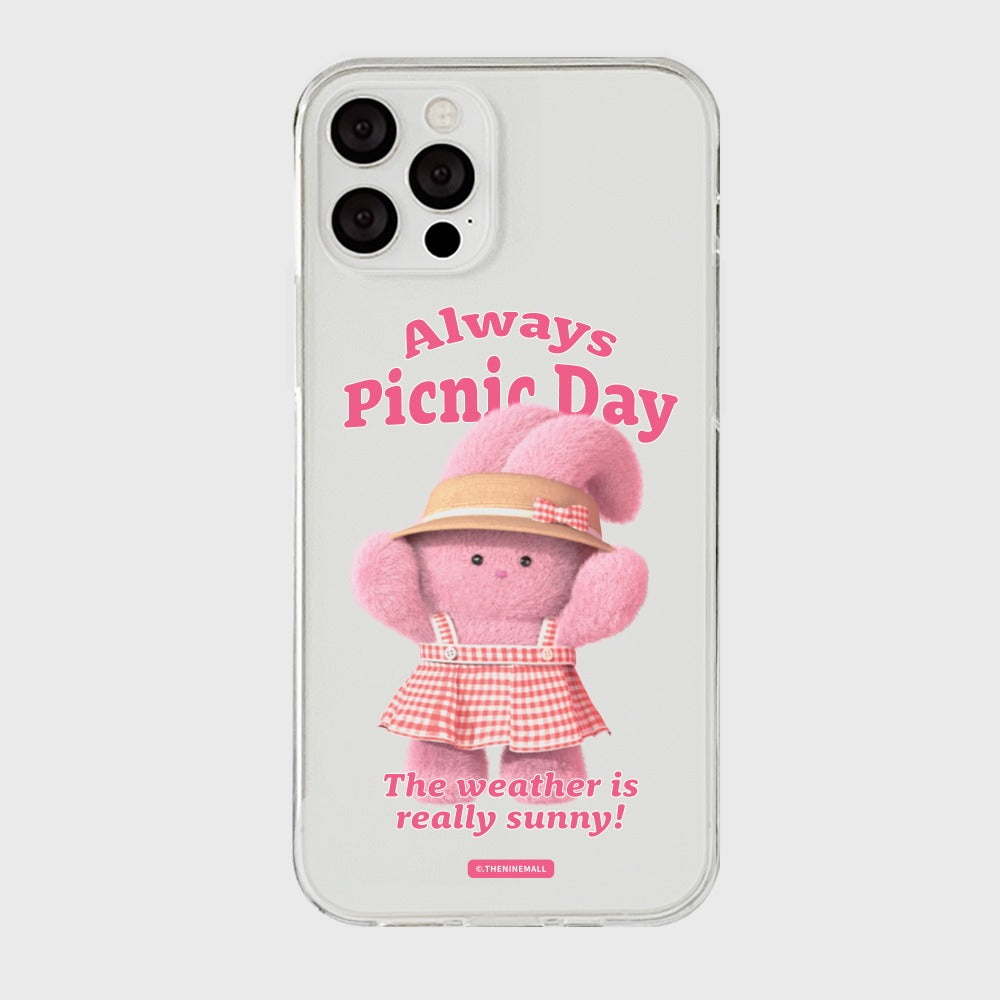 [THENINEMALL] Picnic Day Windy Clear Phone Case (3 types)