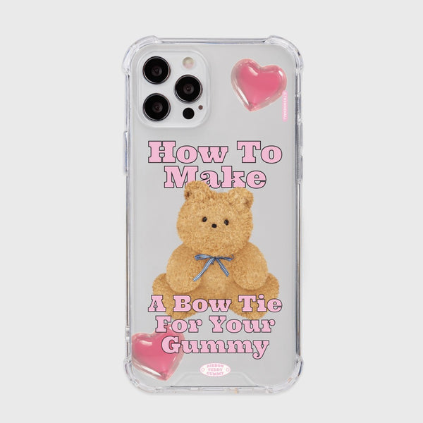 [THENINEMALL] Ribbon Teddy Gummy Clear Phone Case (3 types)