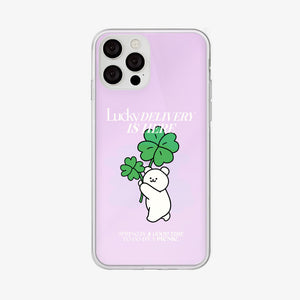 [Mademoment] Lucky Momo Bear Lettering Design Glossy Mirror Phone Case