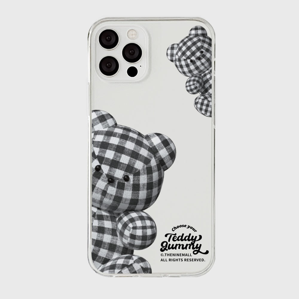 [THENINEMALL] Check Gingham Gummy Clear Phone Case (3 types)