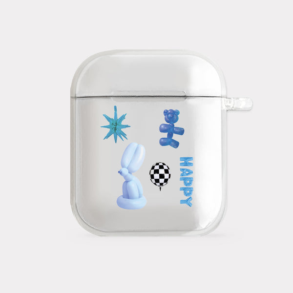 [Mademoment] Blue Balloons Design Clear AirPods Case