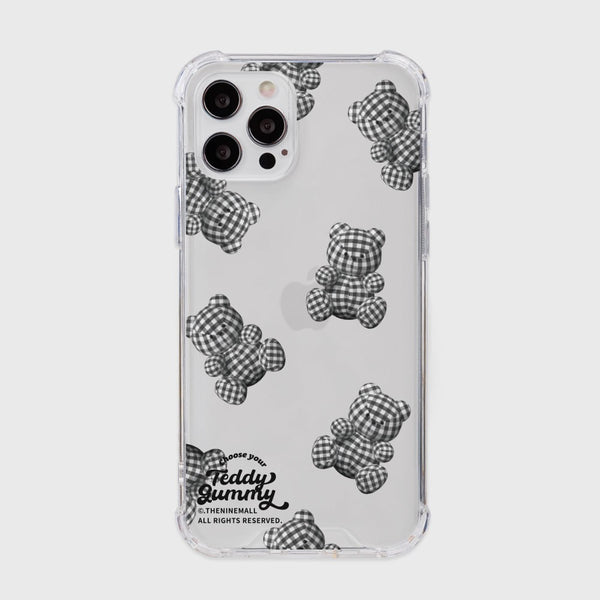 [THENINEMALL] Pattern Gingham Gummy Clear Phone Case (3 types)