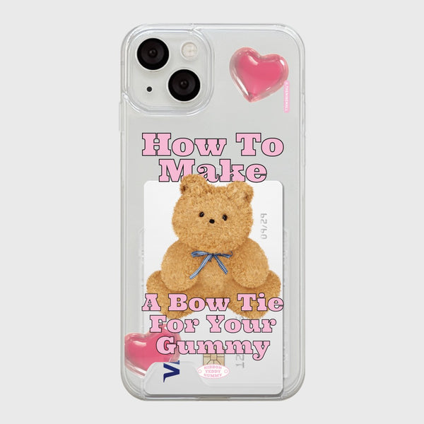 [THENINEMALL] Ribbon Teddy Gummy Clear Phone Case (3 types)