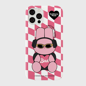 [THENINEMALL] Pink Checkerboard Bad Windy Hard Phone Case (2 types)