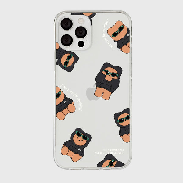 [THENINEMALL] Pattern Hoodie Gummy Clear Phone Case (3 types)