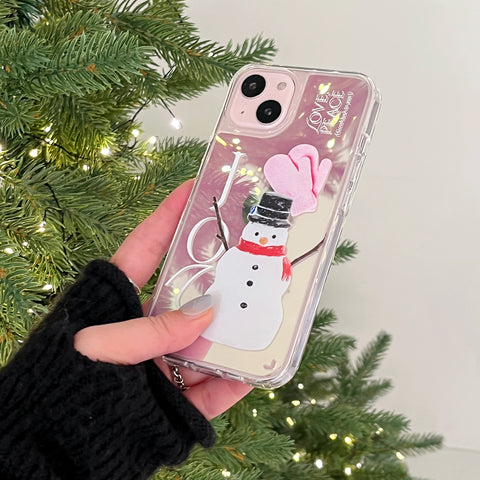 [Mademoment] Love And Joy Snowman Design Glossy Mirror Phone Case