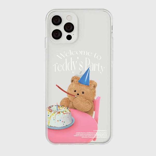 [THENINEMALL] 웰컴 파티 테디 Clear Phone Case (3 types)