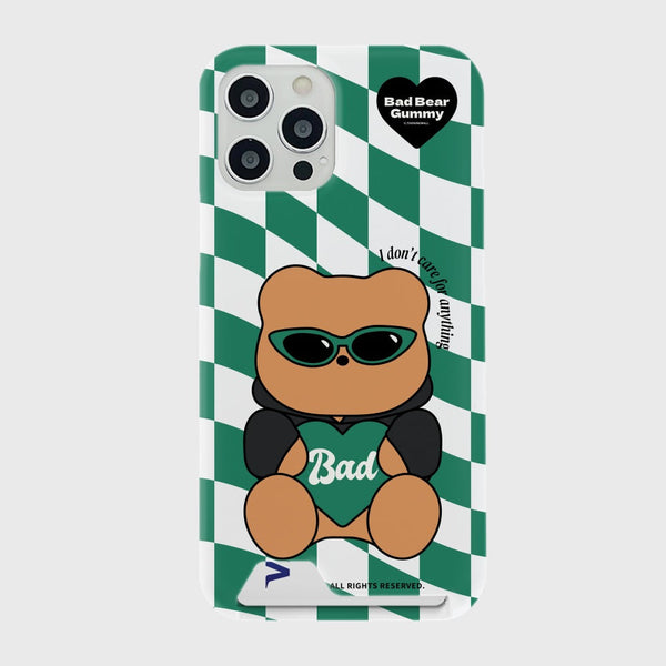 [THENINEMALL] Green Checkerboard Bad Gummy Hard Phone Case (2 types)