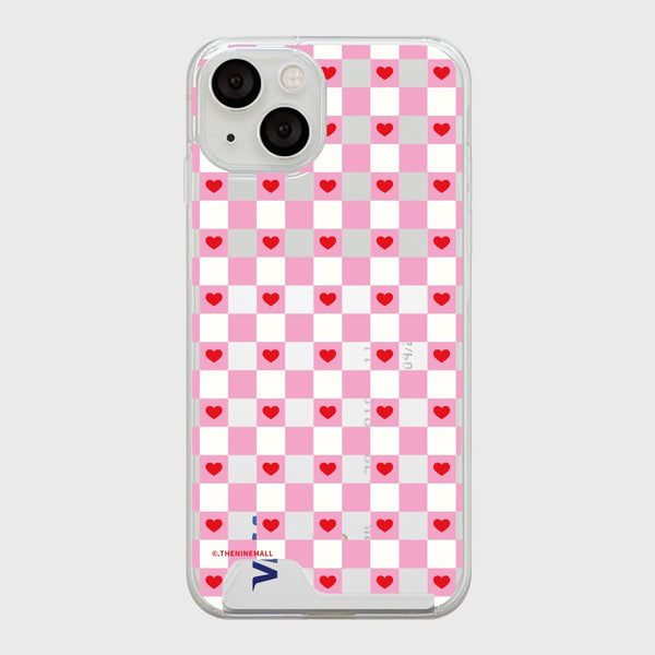 [THENINEMALL] Mini Heart Checkboard Clear Phone Case (3 types)