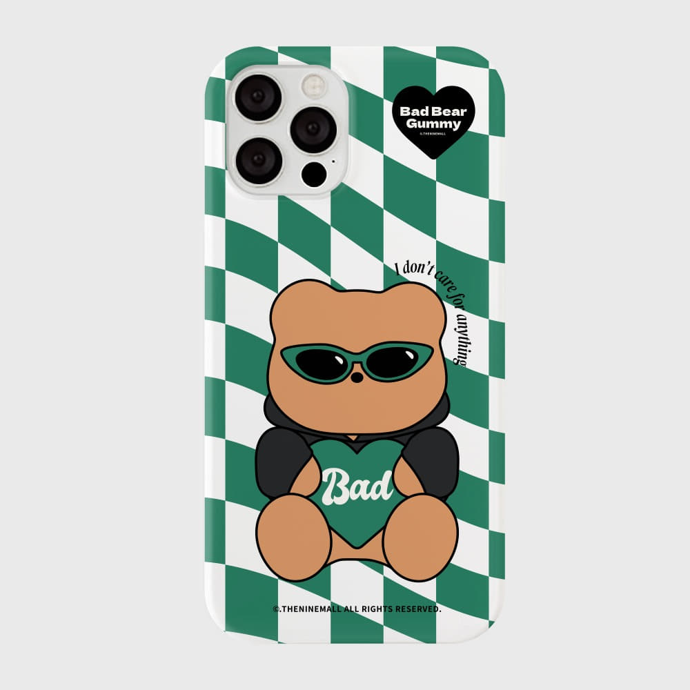 [THENINEMALL] Green Checkerboard Bad Gummy Hard Phone Case (2 types)