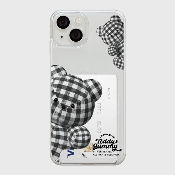 [THENINEMALL] Check Gingham Gummy Clear Phone Case (3 types)