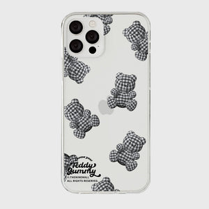 [THENINEMALL] Pattern Gingham Gummy Clear Phone Case (3 types)