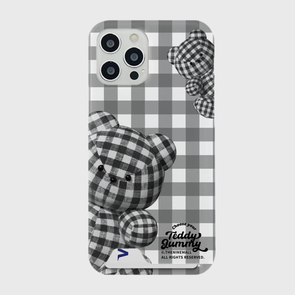 [THENINEMALL] Check Gingham Gummy Hard Phone Case (2 types)