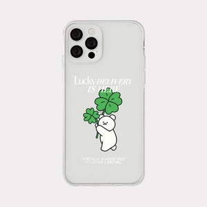 [Mademoment] Lucky Momo Bear Lettering Design Clear Phone Case (3 Types)
