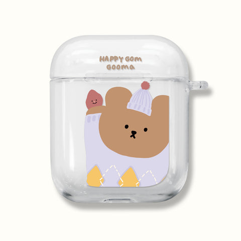 [MOMO CASE] 498 해피곰구마 Clear Airpods Case