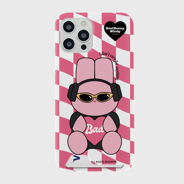 [THENINEMALL] Pink Checkerboard Bad Windy Hard Phone Case (2 types)