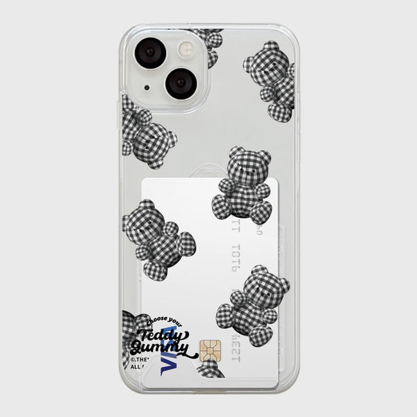 [THENINEMALL] Pattern Gingham Gummy Clear Phone Case (3 types)