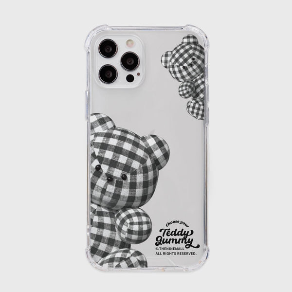 [THENINEMALL] Check Gingham Gummy Clear Phone Case (3 types)