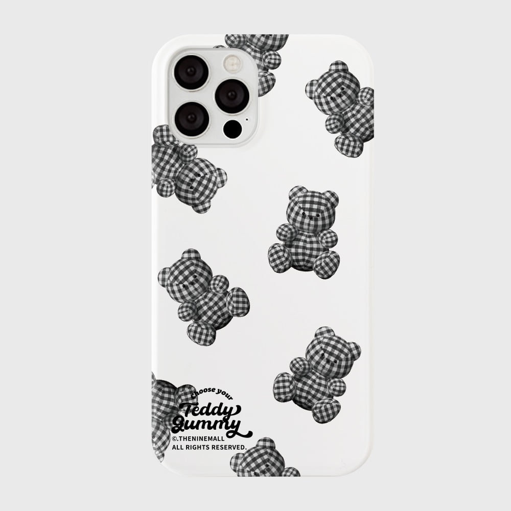 [THENINEMALL] Pattern Gingham Gummy Hard Phone Case (2 types)