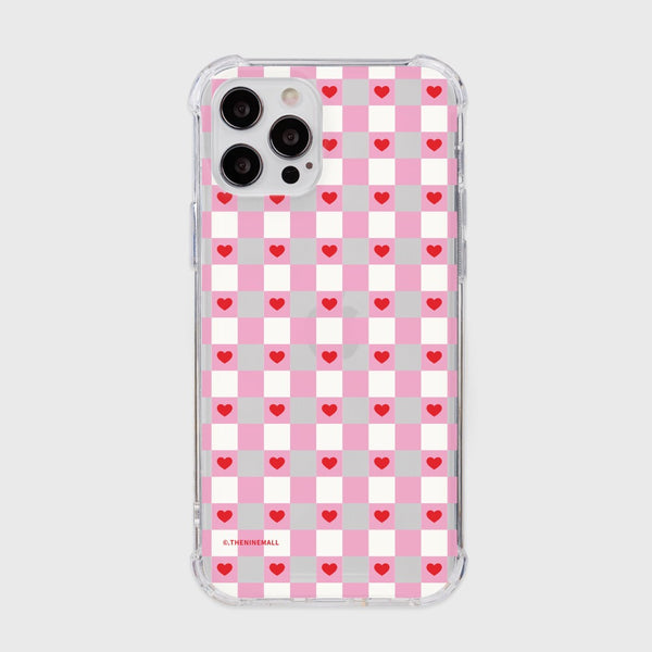 [THENINEMALL] Mini Heart Checkboard Clear Phone Case (3 types)