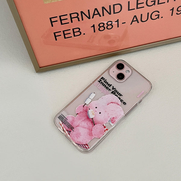[THENINEMALL] Pink Camping Windy Clear Phone Case (3 types)