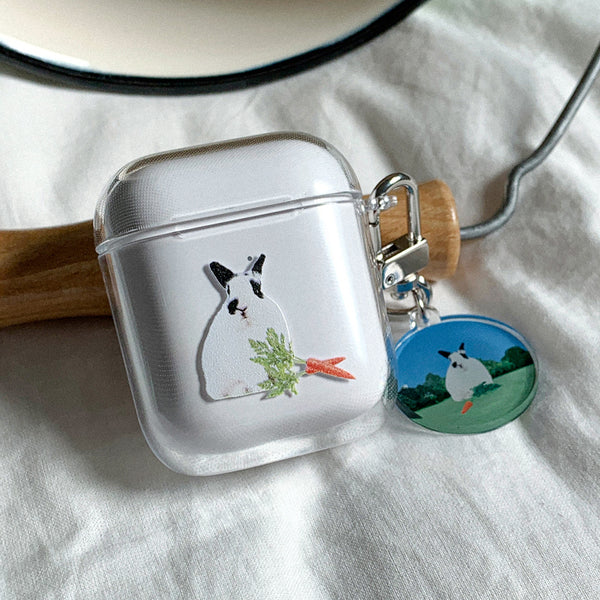 [Mademoment] Fluffy Bunnies Design Clear AirPods Case