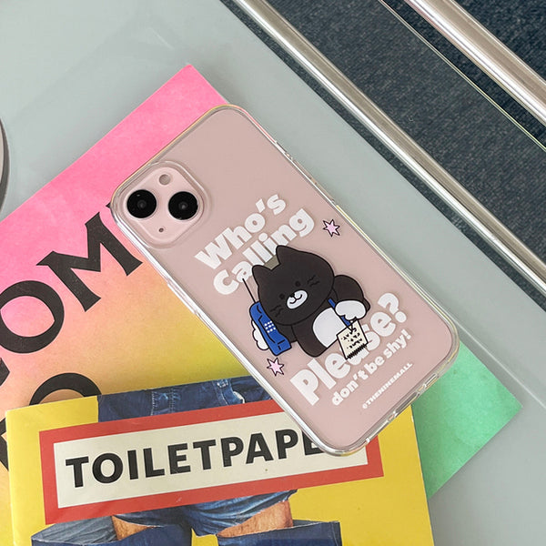 [THENINEMALL] Calling Hey Cat Clear Phone Case (3 types)