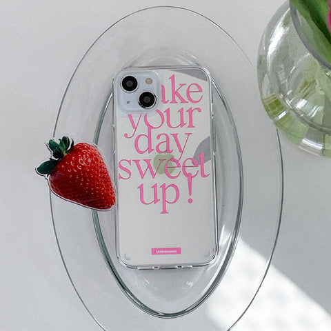 [Mademoment] Sweet Up Lettering Design Glossy Mirror Phone Case