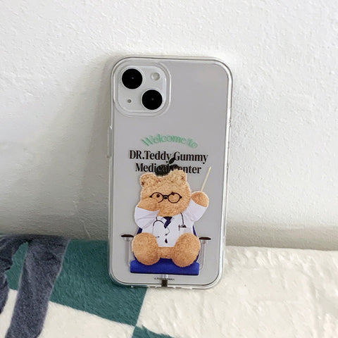 [THENINEMALL] Doctor Teddy Gummy Clear Phone Case (3 types)