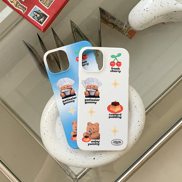 [THENINEMALL] Pattern Pudding Gummy Hard Phone Case (2 types)