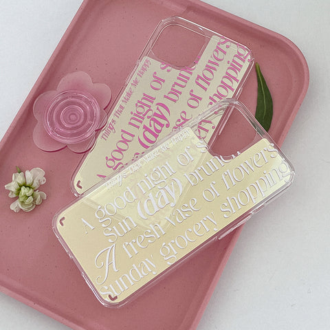 [Mademoment] Happy List Lettering Design Glossy Mirror Phone Case