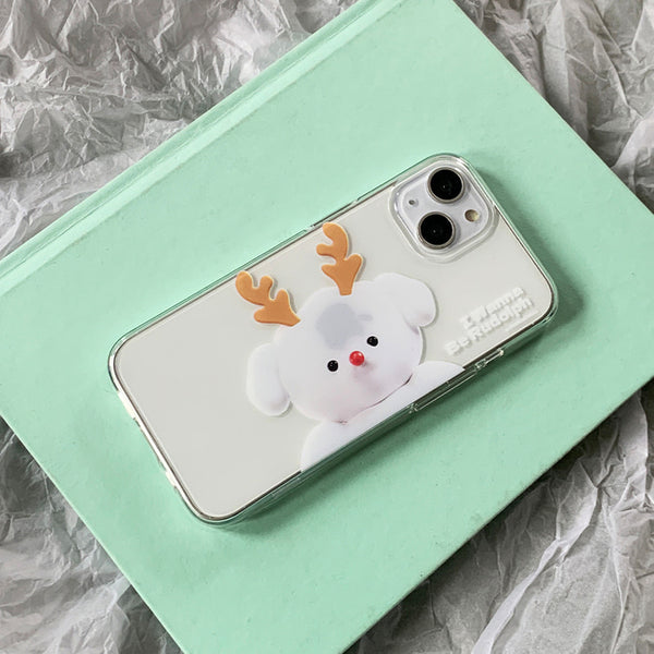 [THENINEMALL] Ppokku Wannabe Rudolph Clear Phone Case (3 types)