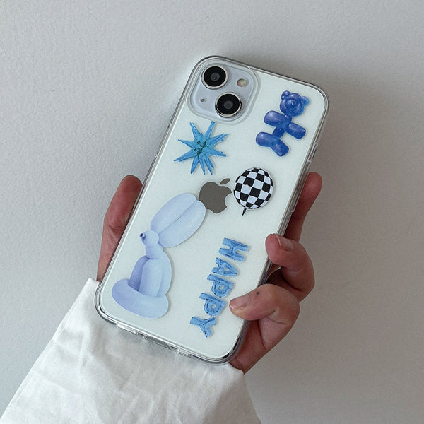 [Mademoment] Blue Balloons Design Clear Phone Case (4 Types)
