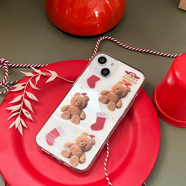 [THENINEMALL] Pattern Holiday Edition Gummy Clear Phone Case (3 types)