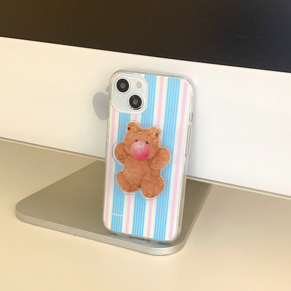 [THENINEMALL] Vintage Stripe Clear Phone Case (3 types)