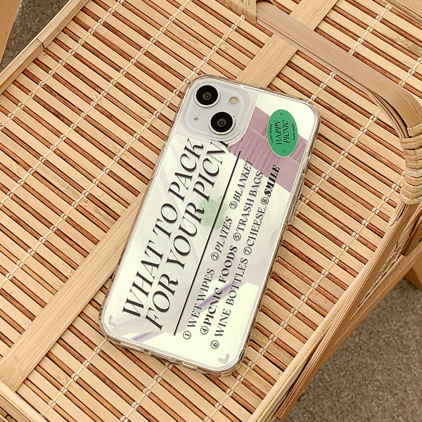 [Mademoment] Picnic List Lettering Design Glossy Mirror Phone Case