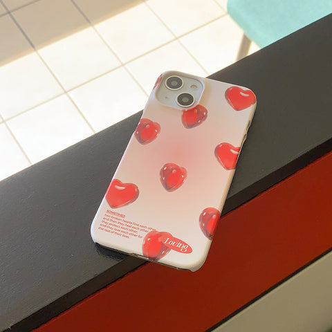 [THENINEMALL] Clear Heart Pattern Hard Phone Case (2 types)