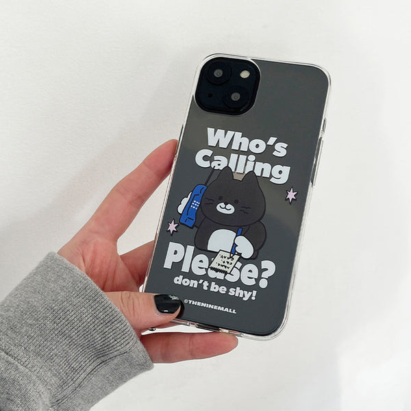 [THENINEMALL] Calling Hey Cat Clear Phone Case (3 types)