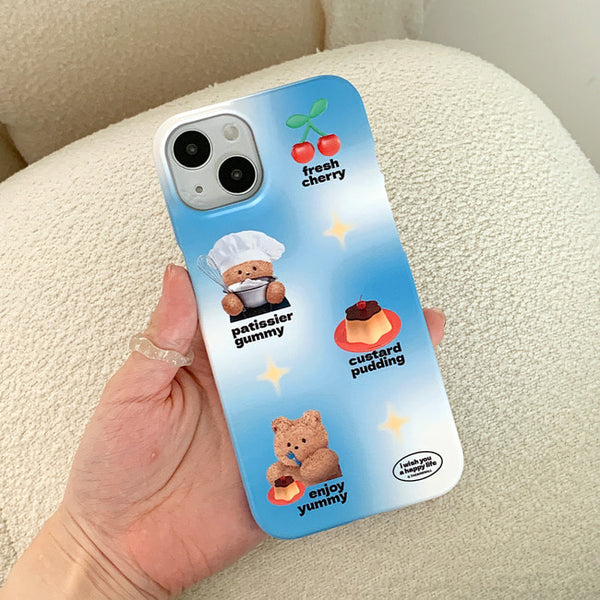 [THENINEMALL] Pattern Pudding Gummy Hard Phone Case (2 types)