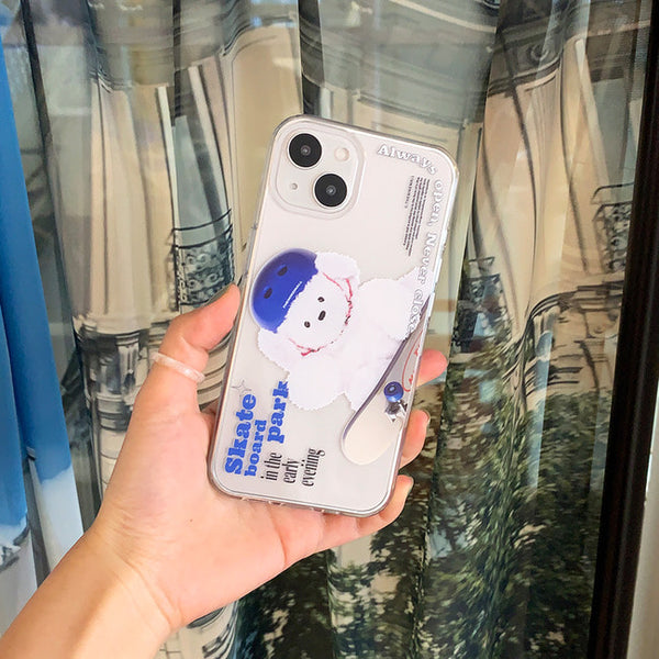 [THENINEMALL] Big Ppokku Skateboarder Clear Phone Case (3 types)