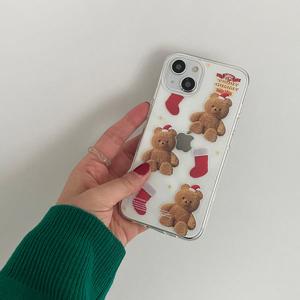 [THENINEMALL] Pattern Holiday Edition Gummy Clear Phone Case (3 types)