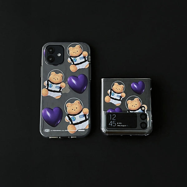 [THENINEMALL] Pattern Heart Space Clear Phone Case (3 types)