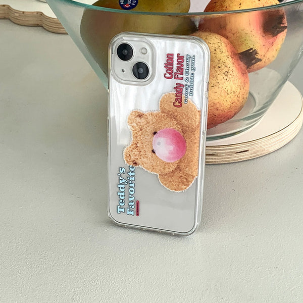 [THENINEMALL] Bubble Gum Teddy Gummy Clear Phone Case (3 types)