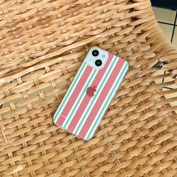 [THENINEMALL] Vintage Stripe Clear Phone Case (3 types)