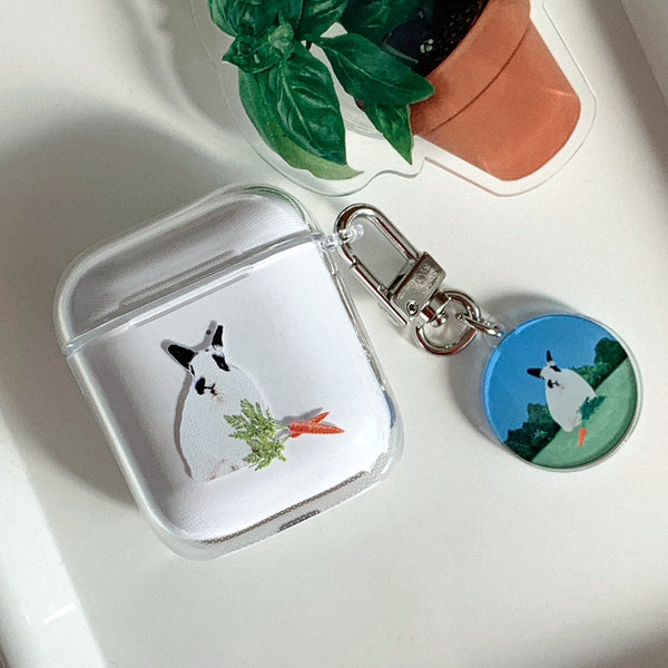 [Mademoment] Fluffy Bunnies Design Clear AirPods Case