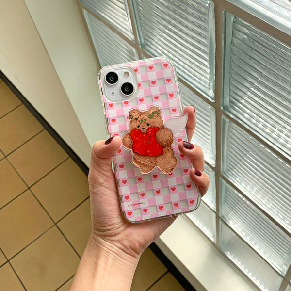 [THENINEMALL] Mini Heart Checkboard Clear Phone Case (3 types)