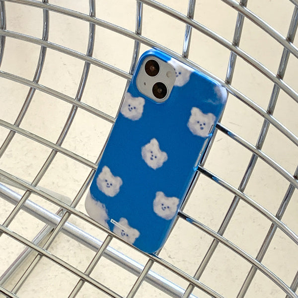 [THENINEMALL] Pattern Cloud Gummy Hard Phone Case (2 types)