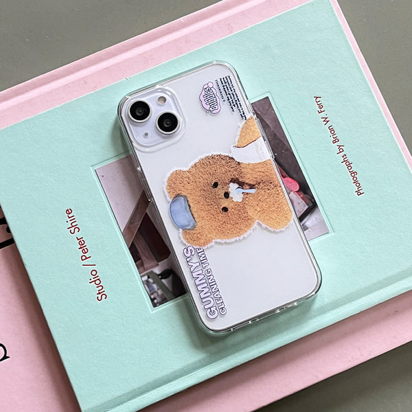 [THENINEMALL] Big Cleaning Time Gummy Clear Phone Case (3 types)