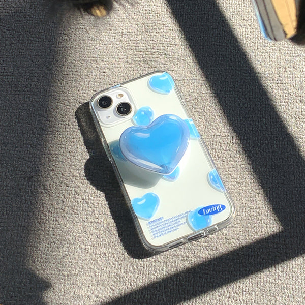 [THENINEMALL] Clear Heart Pattern Clear Phone Case (3 types)